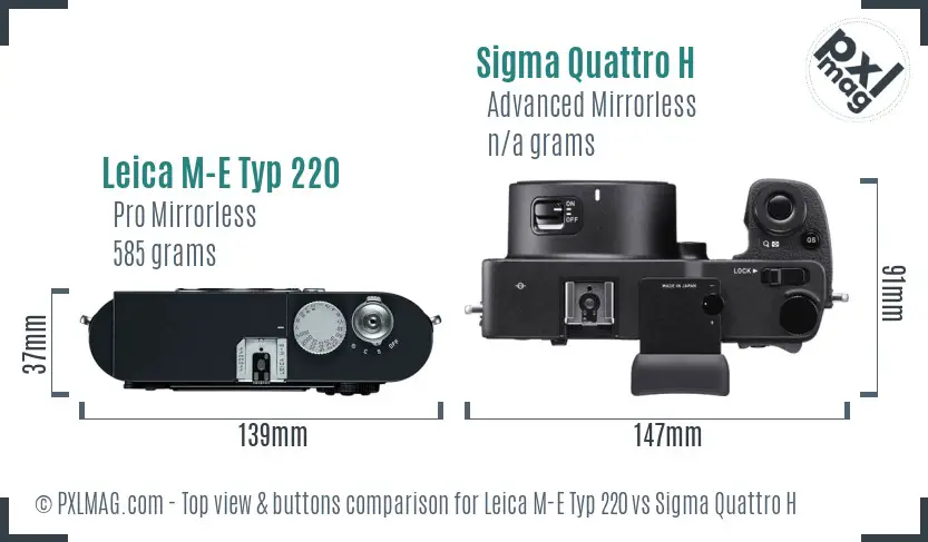 Leica M-E Typ 220 vs Sigma Quattro H top view buttons comparison