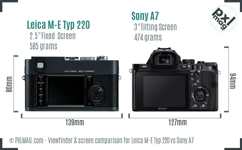 Leica M-E Typ 220 vs Sony A7 Screen and Viewfinder comparison Leica M-E Typ 220 vs Sony A7 Screen and Viewfinder comparison