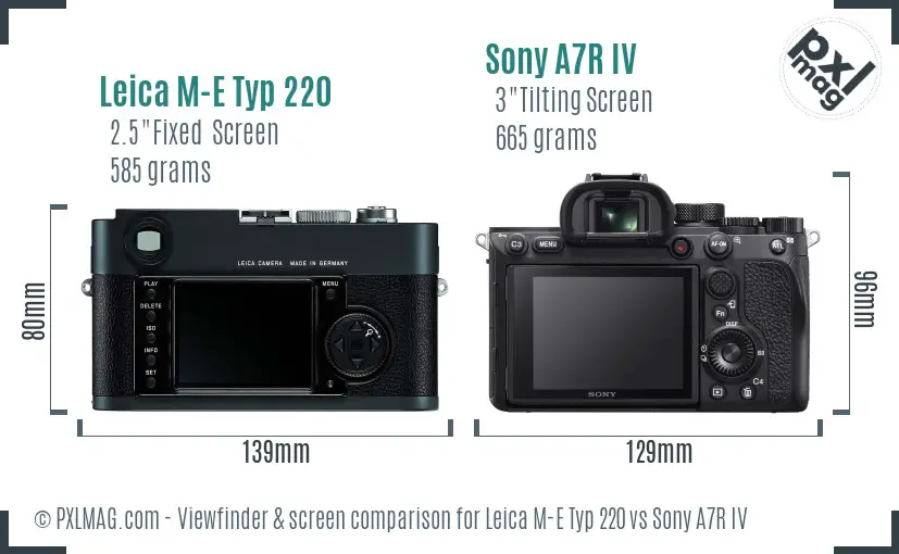 Leica M-E Typ 220 vs Sony A7R IV Screen and Viewfinder comparison