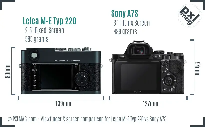 Leica M-E Typ 220 vs Sony A7S Screen and Viewfinder comparison