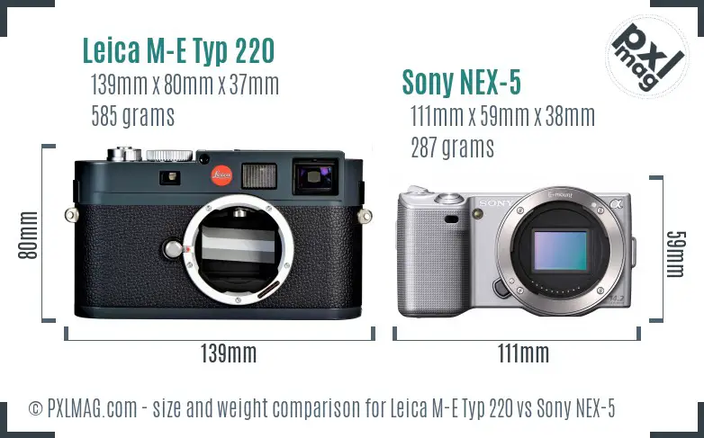 Leica M-E Typ 220 vs Sony NEX-5 size comparison