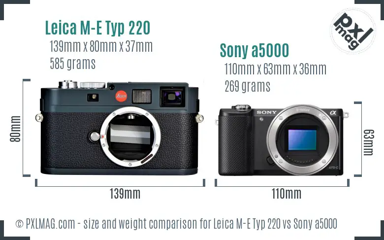 Leica M-E Typ 220 vs Sony a5000 size comparison