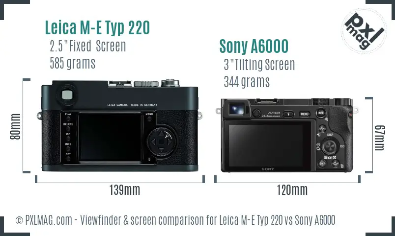 Leica M-E Typ 220 vs Sony A6000 Screen and Viewfinder comparison