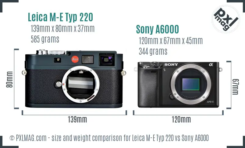 Leica M-E Typ 220 vs Sony A6000 size comparison