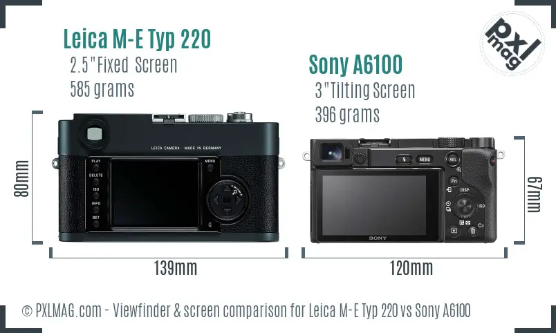 Leica M-E Typ 220 vs Sony A6100 Screen and Viewfinder comparison