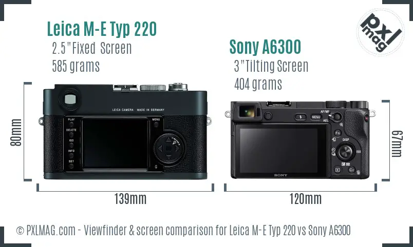 Leica M-E Typ 220 vs Sony A6300 Screen and Viewfinder comparison