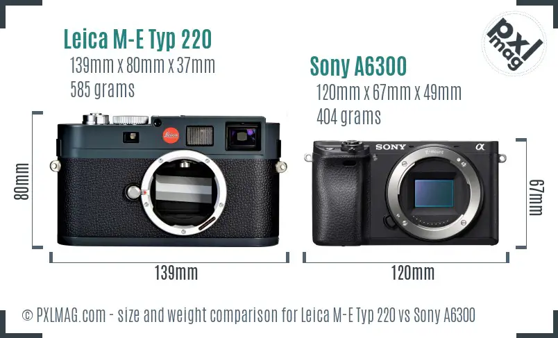 Leica M-E Typ 220 vs Sony A6300 size comparison