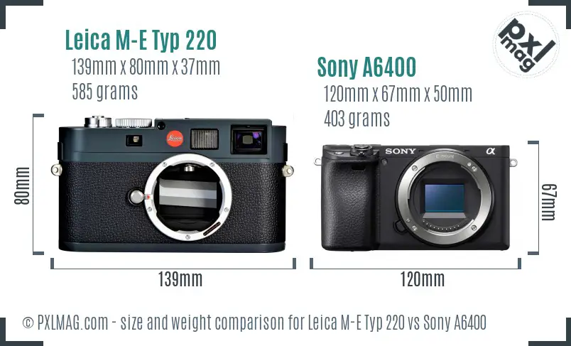 Leica M-E Typ 220 vs Sony A6400 size comparison