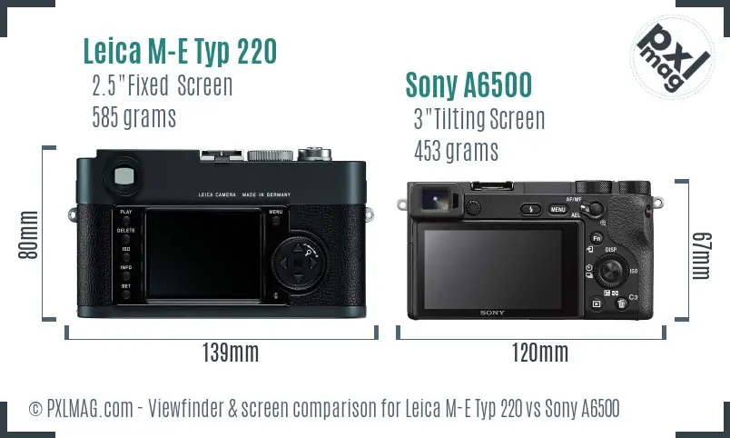 Leica M-E Typ 220 vs Sony A6500 Screen and Viewfinder comparison