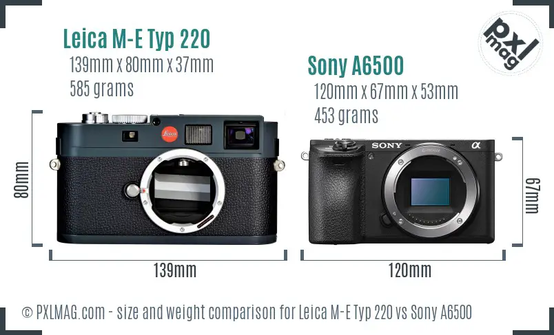 Leica M-E Typ 220 vs Sony A6500 size comparison