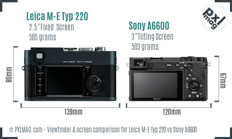 Leica M-E Typ 220 vs Sony A6600 Screen and Viewfinder comparison