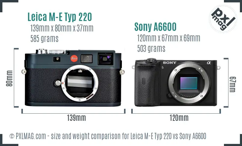 Leica M-E Typ 220 vs Sony A6600 size comparison