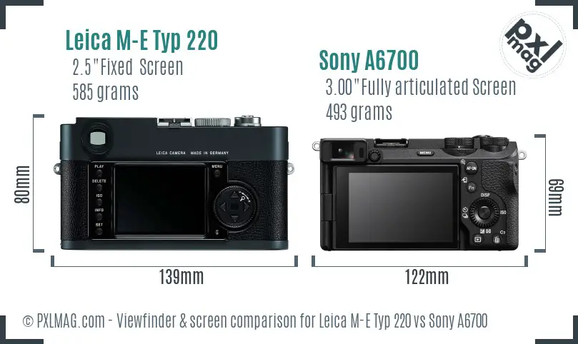 Leica M-E Typ 220 vs Sony A6700 Screen and Viewfinder comparison Leica M-E Typ 220 vs Sony A6700 Screen and Viewfinder comparison