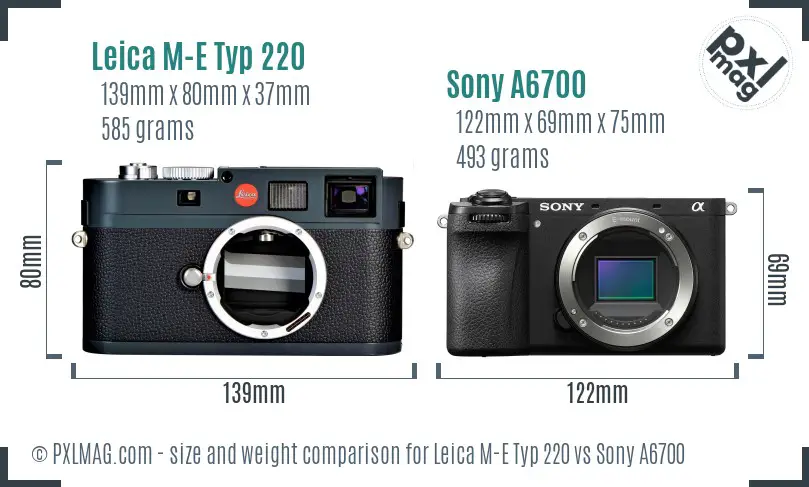 Leica M-E Typ 220 vs Sony A6700 size comparison Leica M-E Typ 220 vs Sony A6700 size comparison