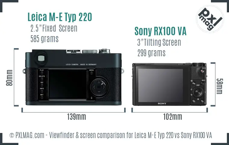 Leica M-E Typ 220 vs Sony RX100 VA Screen and Viewfinder comparison