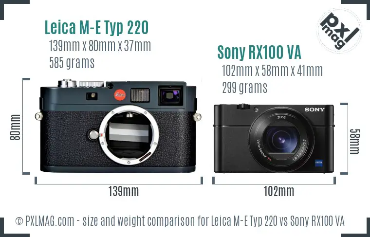 Leica M-E Typ 220 vs Sony RX100 VA size comparison