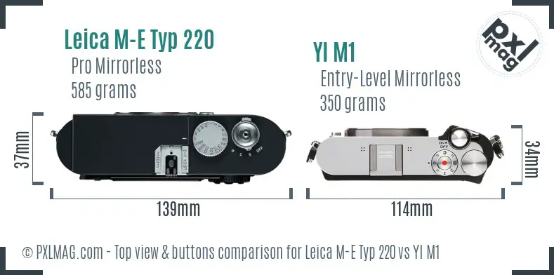 Leica M-E Typ 220 vs YI M1 top view buttons comparison