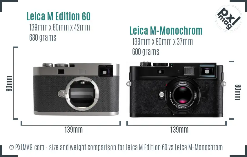 Leica M Edition 60 vs Leica M-Monochrom size comparison
