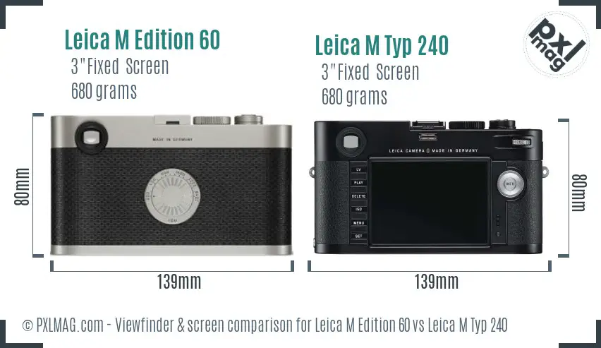 Leica M Edition 60 vs Leica M Typ 240 Screen and Viewfinder comparison
