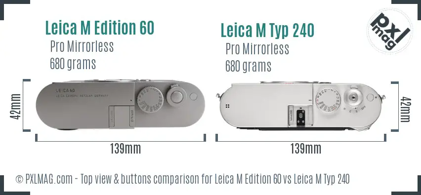 Leica M Edition 60 vs Leica M Typ 240 top view buttons comparison