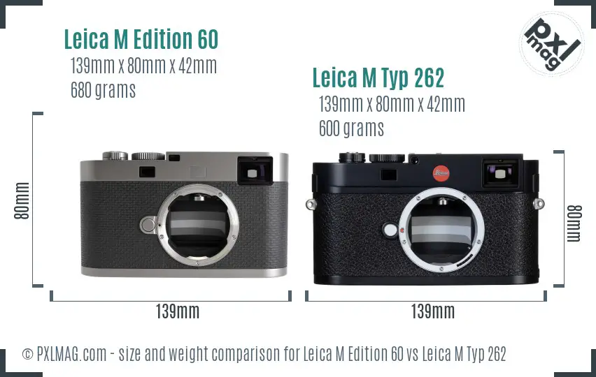 Leica M Edition 60 vs Leica M Typ 262 size comparison