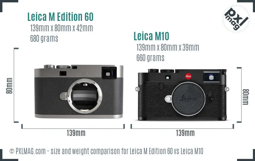 Leica M Edition 60 vs Leica M10 size comparison