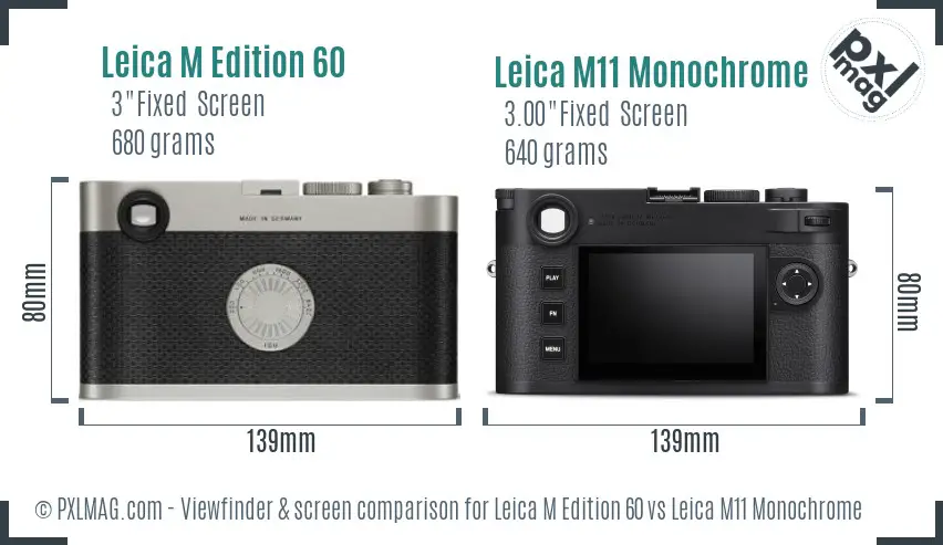 Leica M Edition 60 vs Leica M11 Monochrome Screen and Viewfinder comparison