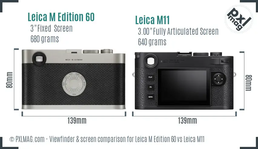 Leica M Edition 60 vs Leica M11 Screen and Viewfinder comparison