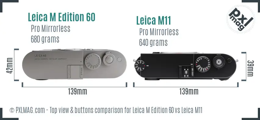 Leica M Edition 60 vs Leica M11 top view buttons comparison