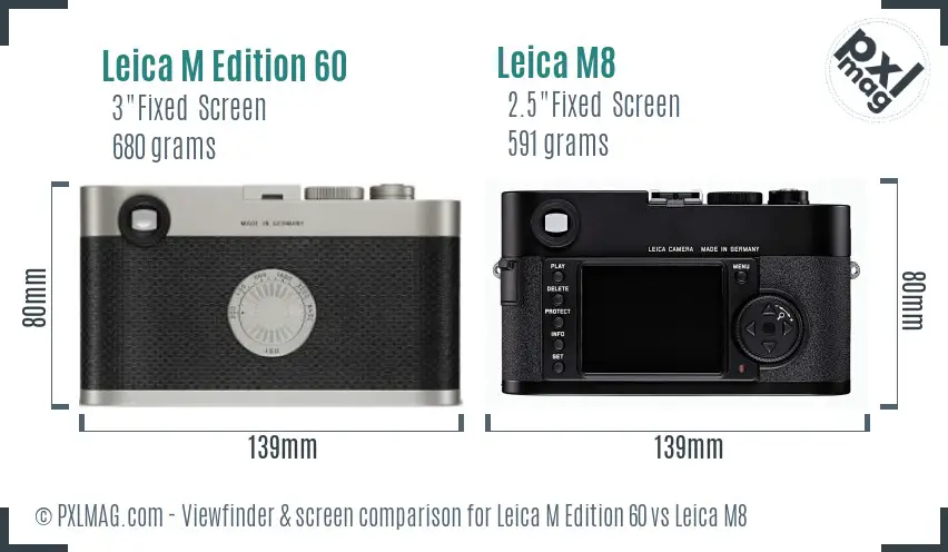 Leica M Edition 60 vs Leica M8 Screen and Viewfinder comparison