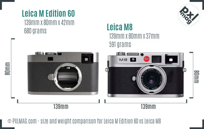 Leica M Edition 60 vs Leica M8 size comparison