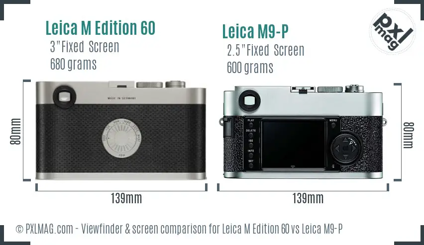 Leica M Edition 60 vs Leica M9-P Screen and Viewfinder comparison