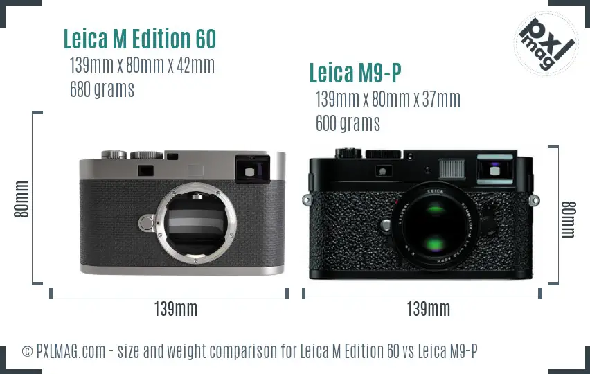 Leica M Edition 60 vs Leica M9-P size comparison
