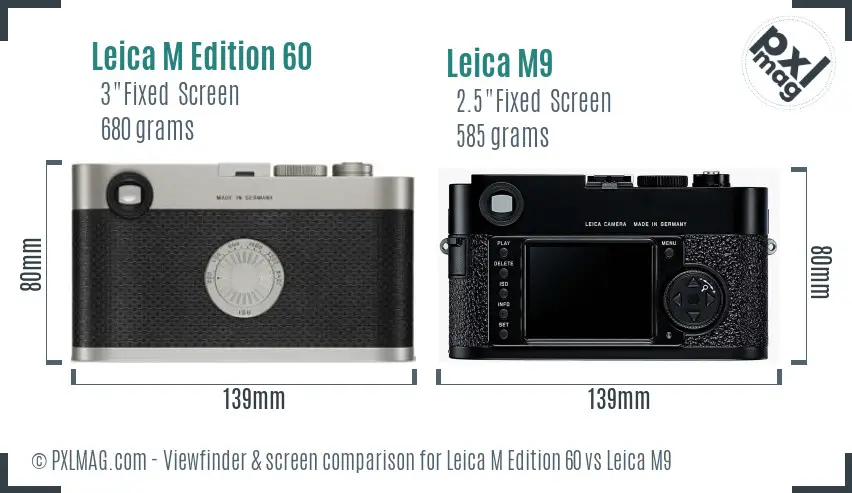 Leica M Edition 60 vs Leica M9 Screen and Viewfinder comparison