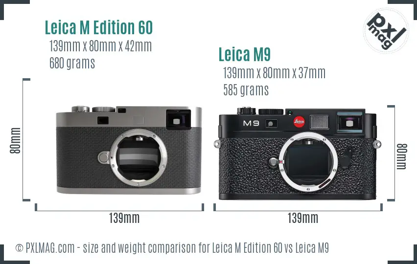 Leica M Edition 60 vs Leica M9 size comparison
