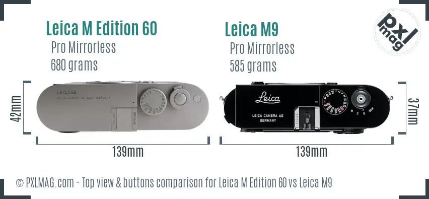 Leica M Edition 60 vs Leica M9 top view buttons comparison