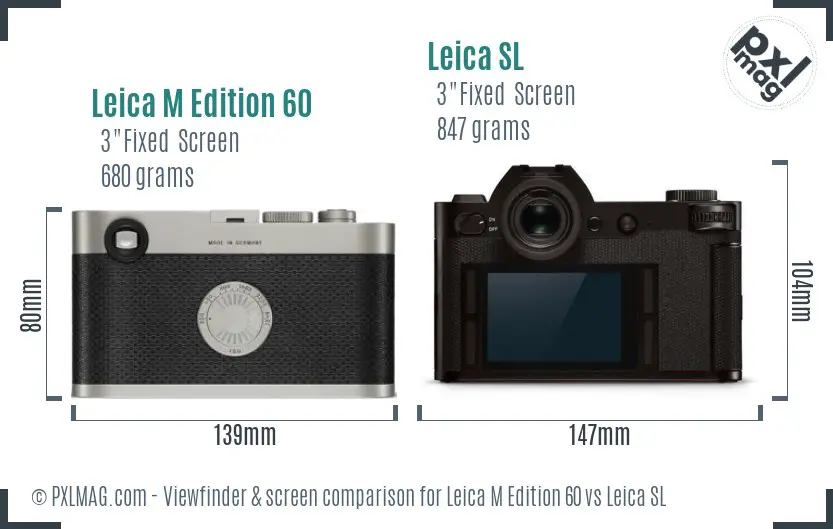 Leica M Edition 60 vs Leica SL Screen and Viewfinder comparison