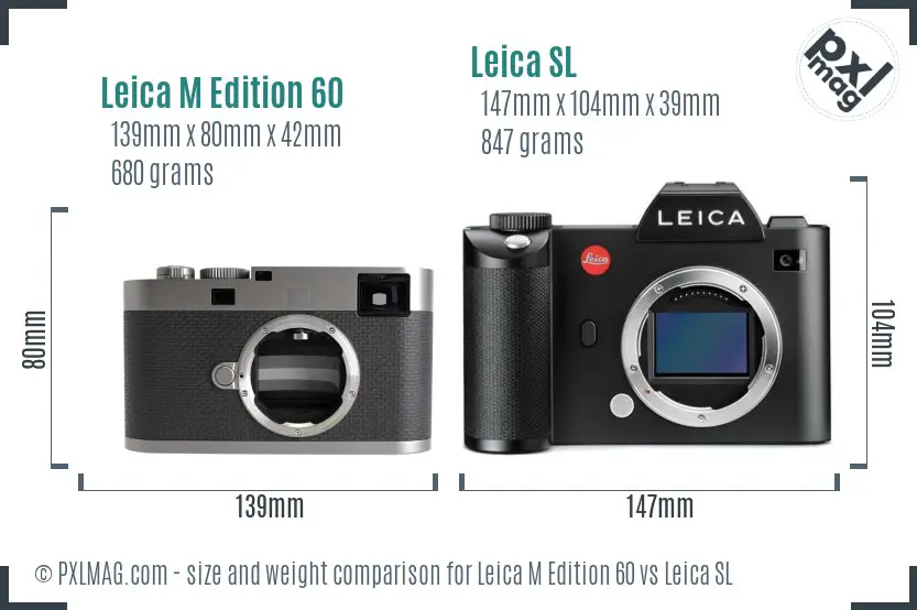 Leica M Edition 60 vs Leica SL size comparison Leica M Edition 60 vs Leica SL size comparison