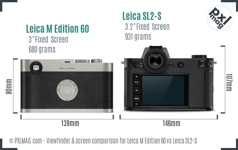 Leica M Edition 60 vs Leica SL2-S Screen and Viewfinder comparison