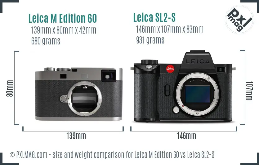 Leica M Edition 60 vs Leica SL2-S size comparison