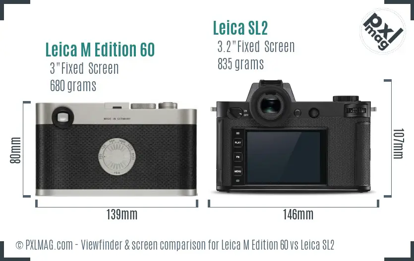 Leica M Edition 60 vs Leica SL2 Screen and Viewfinder comparison