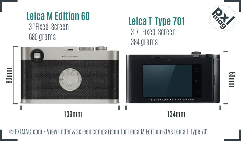 Leica M Edition 60 vs Leica T  Type 701 Screen and Viewfinder comparison