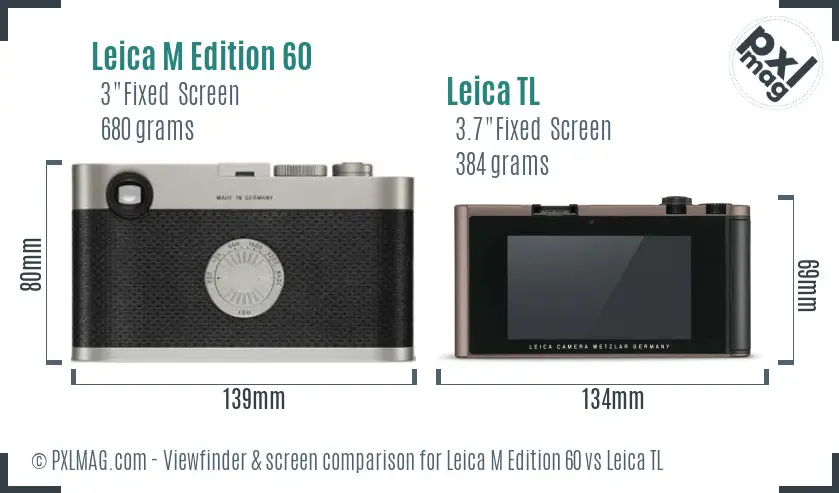 Leica M Edition 60 vs Leica TL Screen and Viewfinder comparison