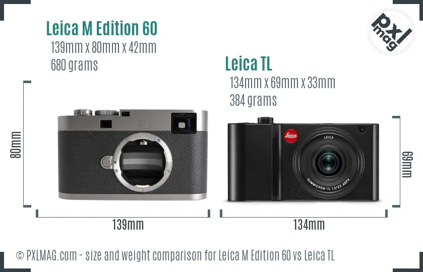 Leica M Edition 60 vs Leica TL size comparison