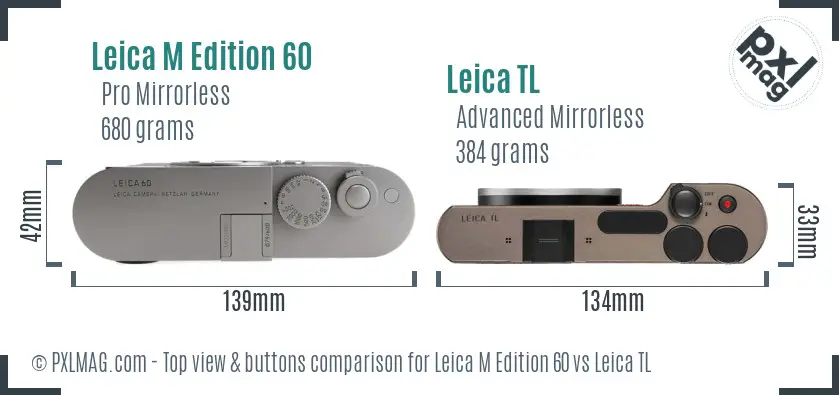 Leica M Edition 60 vs Leica TL top view buttons comparison