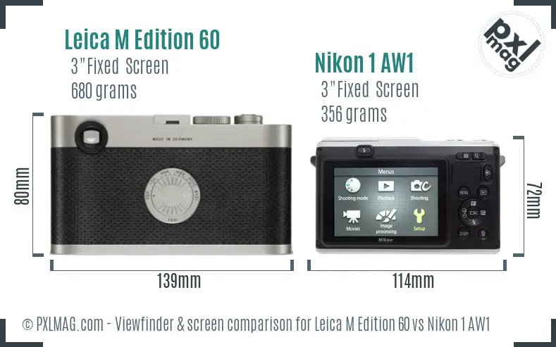 Leica M Edition 60 vs Nikon 1 AW1 Screen and Viewfinder comparison Leica M Edition 60 vs Nikon 1 AW1 Screen and Viewfinder comparison