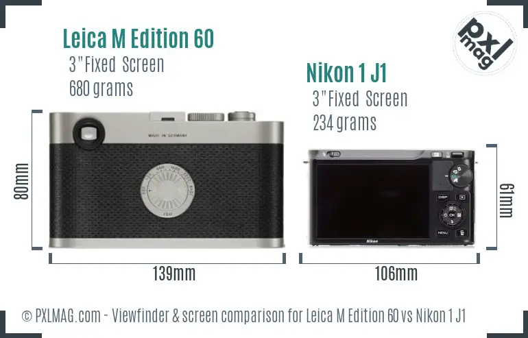 Leica M Edition 60 vs Nikon 1 J1 Screen and Viewfinder comparison Leica M Edition 60 vs Nikon 1 J1 Screen and Viewfinder comparison