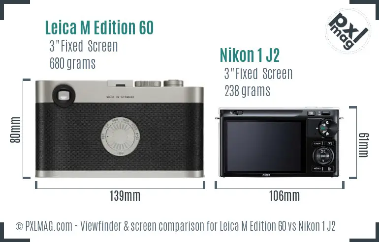 Leica M Edition 60 vs Nikon 1 J2 Screen and Viewfinder comparison Leica M Edition 60 vs Nikon 1 J2 Screen and Viewfinder comparison