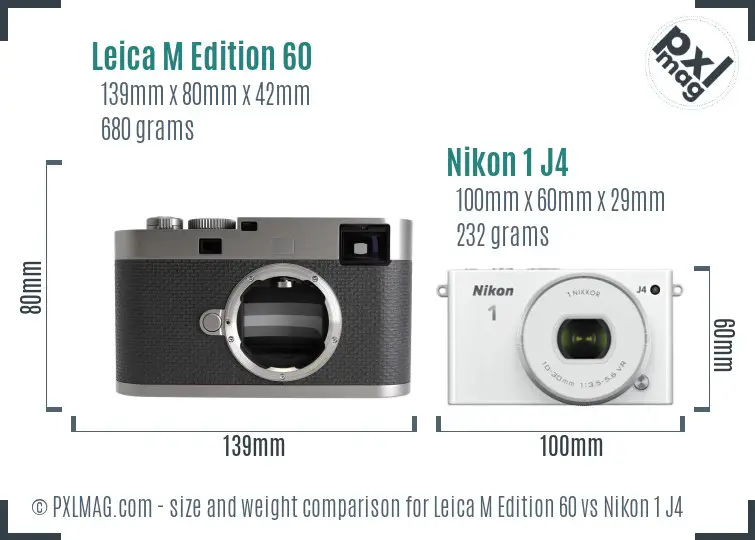 Leica M Edition 60 vs Nikon 1 J4 size comparison