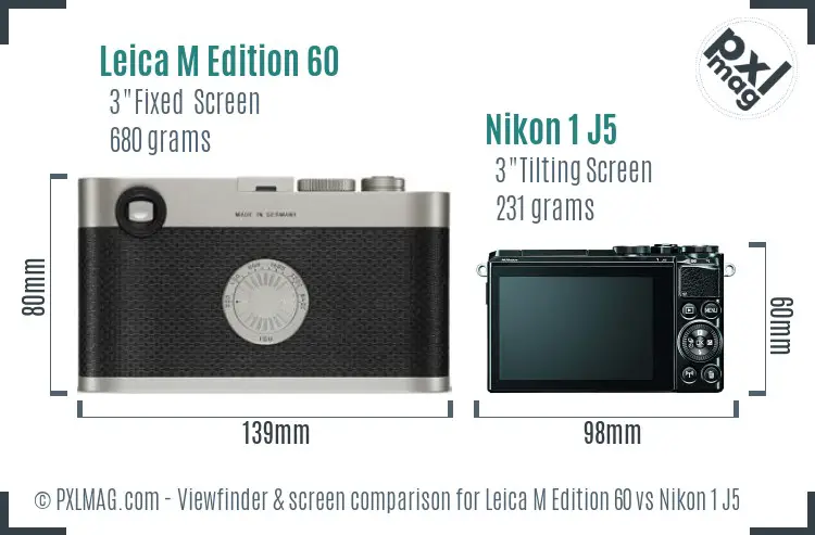 Leica M Edition 60 vs Nikon 1 J5 Screen and Viewfinder comparison